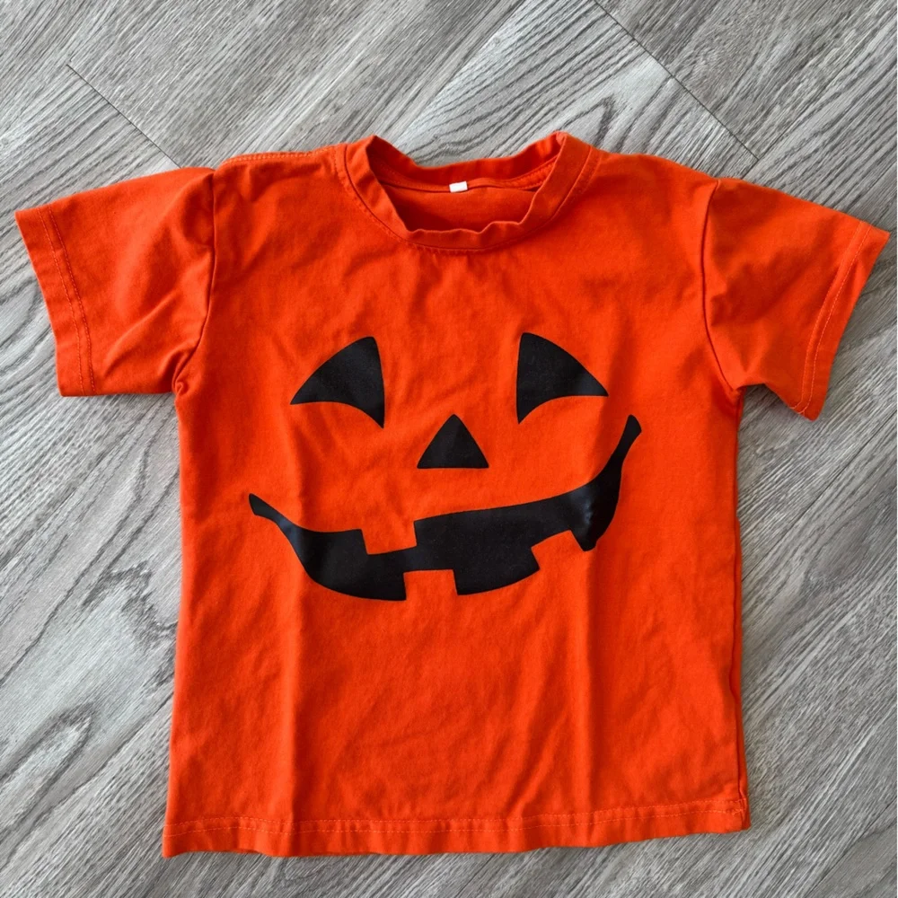 Boys Halloween Pumpkin T-shirt Size 7-8